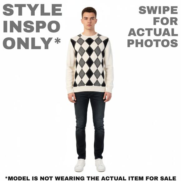 Vintage Geoffrey Beene Small Men's Argyle Sweater [0425] - Picture 2 of 8